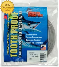 Tooth Proof Stainless Steel Single Strand Hard Leader Wire - Bright
