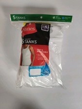 Hanes 5 Pack Tank Undershirts Mens 2XL White Flex Fabric Cool Cotton Tagless