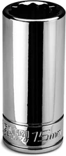 Capri Tools 15 mm tiefer Stecknuss, 1/10.2 cm Antrieb, 12-kant, 15 