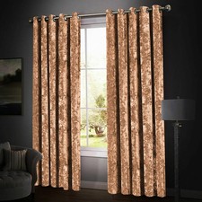 Image of Crushed Velvet Curtains PAIR of Eyelet Ring Top Fully Lined Ready Made Thick