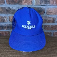 Vintage Kemira Chemicals Water Treatment Pulp Paper USA Made SnapBack Hat Blue