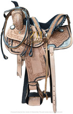 Leather Horse Saddle Handmade Western Tooled Carved Barrel Racing Racer Trail
