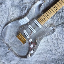 New ST Electric Guitar Acrylic Body Maple Fretboard Gold Hardware Guitar