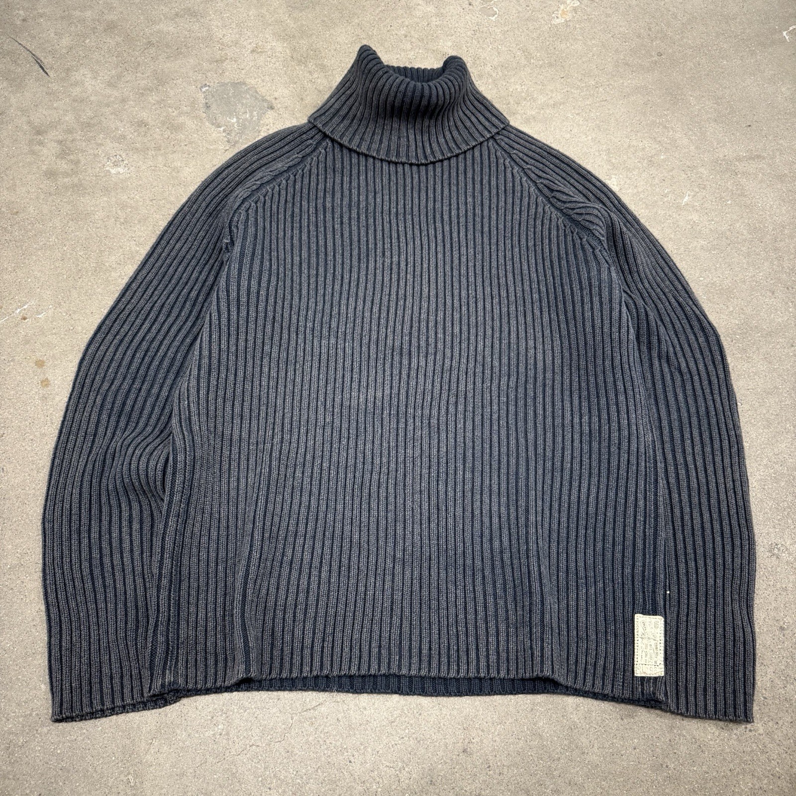 VINTAGE POLO JEANS COMPANY THICK RIBBED TURTLENECK SWEATER COTTON WOOL XL 