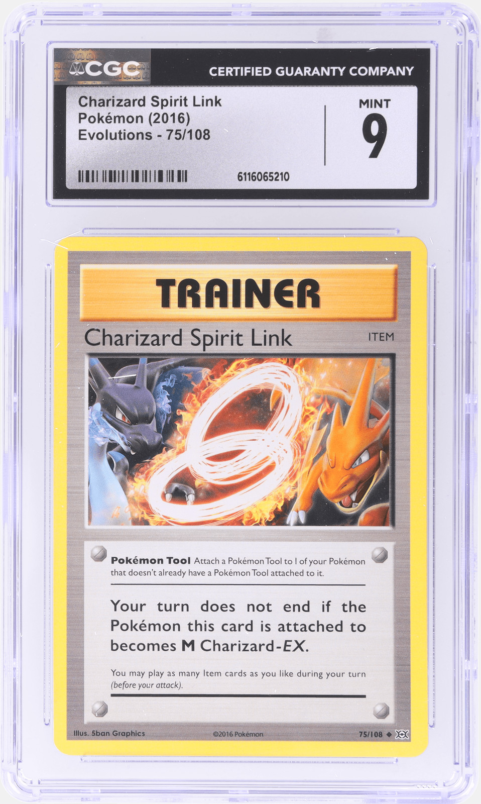 2016 Pokemon XY Evolutions Charizard Spirit Link #75 CGC 9