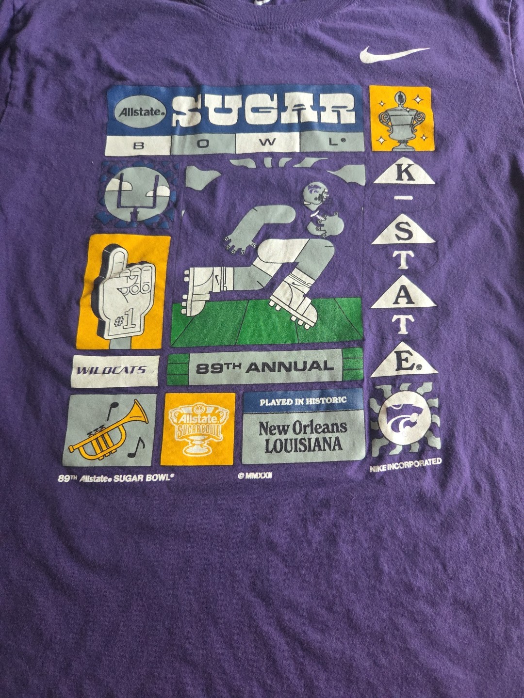 Official Nike Kansas State Wildcats 2022 Sugar Bowl Bound Graphic Tee Shirt image 2