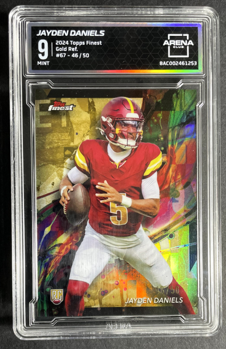 Jayden Daniels 2024 Finest #67 Gold Refractor /50 RC AC 9 MINT