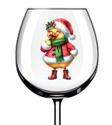 12x bunte Weihnachten lustige Ente Vinyl Aufkleber Abziehbild Becher Weinglas Flasche