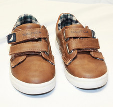 Nautica Toddler Size 8 Chestnut Brown Faux Leather Hook Loop Ames Sneakers