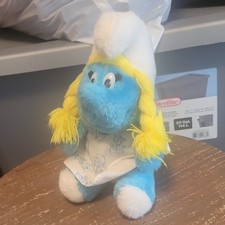 Wallace Berrie Smurfette Smurfs Plush Small 6-14in Washable Blue 1991 5164