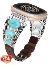 Minyee Leather Band for Fitbit Versa 4/3 Sense 2/1 Boho Strap