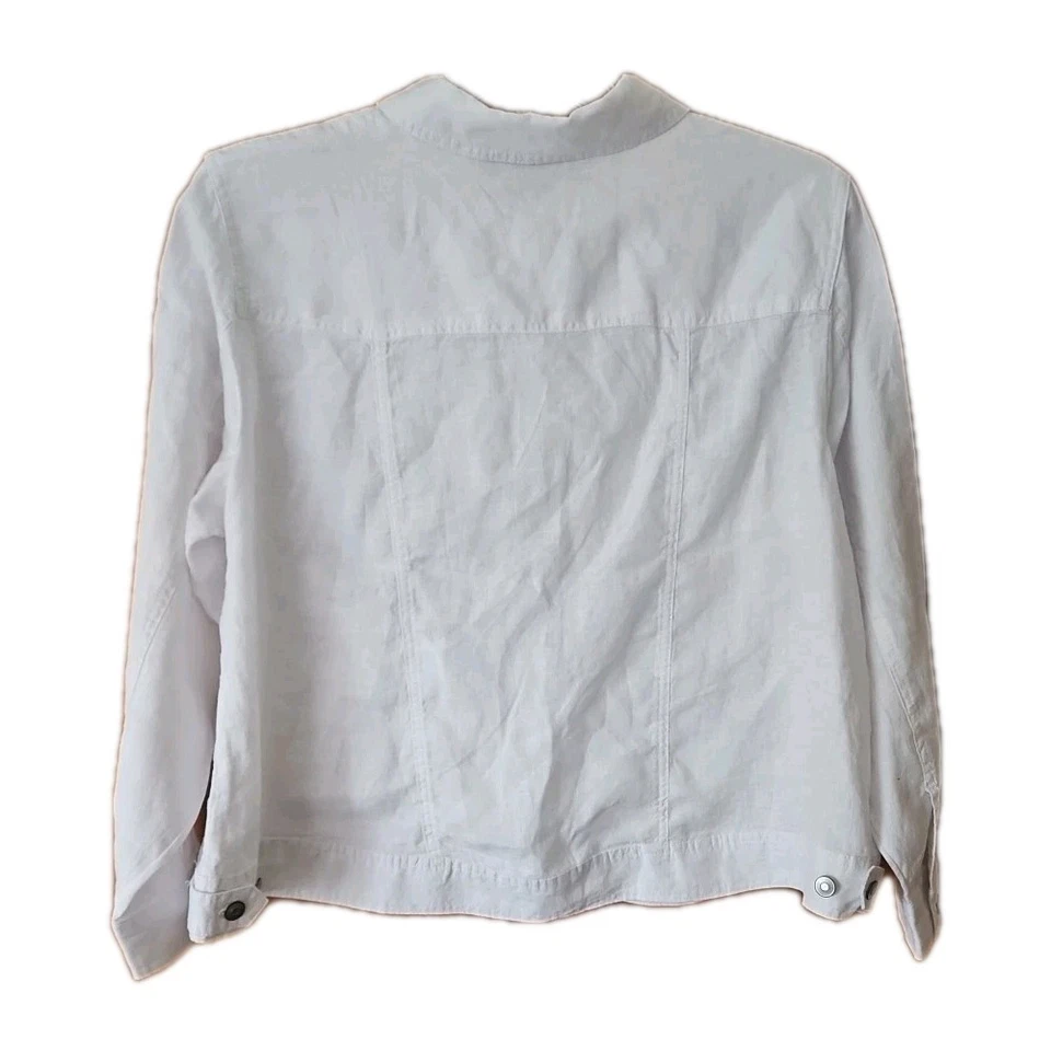 Jones New York 100% Linen Biker Motorcycle Style Jacket White Plus SZ 1X New - Image 2 of 4