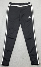 Adidas Climacool Track Pants Women XS Black 2 Stripes Athletic Pull On Ankle Zip