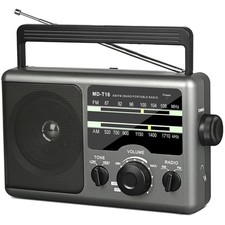 Retro Style AM FM Portable Radio - High/Low Tone, Large Knob