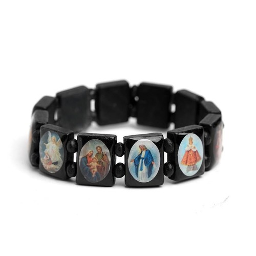 2/4 Stück Holz Jesus Jungfrau Maria Armband Heilige Rosenkranz Stretch verstellbar Holz - Bild 7 von 7