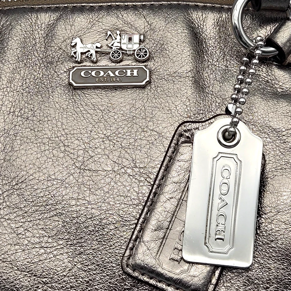 Bolso de Mano Coach Madison Cuero Metálico Dorado Lindsey Cartera Bolso Grande 18815 Foto 4 de 4