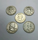 Benjamin Franklin Silver Half Dollars LOT OF 5 - 90% Silver No Reserve! Free S&H