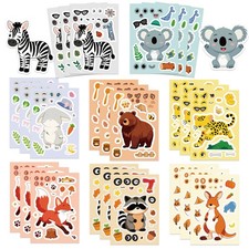 8/16/24PCS Cartoon Stickers Cute Cartoon Animals Make a Face Stickers DIY Statio