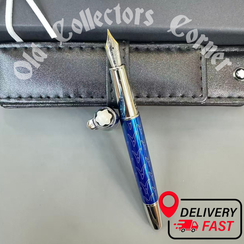 MONTBLANC Meisterstück Le Petit Prince Blue Wave Fountain Pen w Leather Case Fas