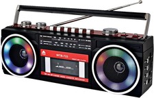 Retro 80er Kassettenrecorder Boombox mit Bluetooth, AM/FM/KW Radio, USB-Aufna...