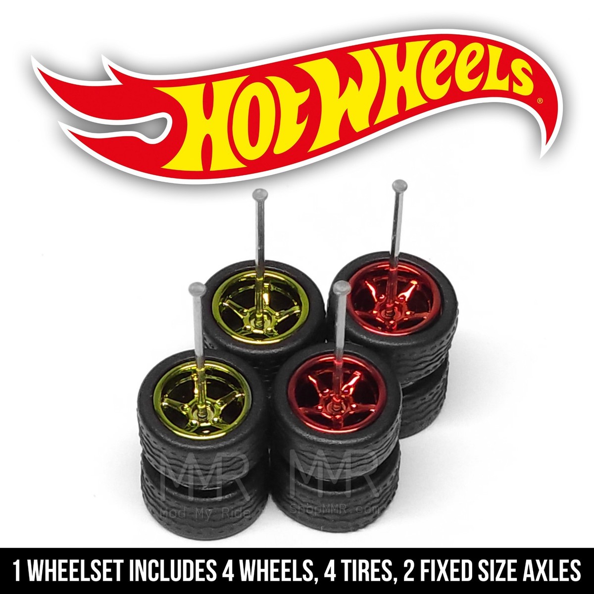 1/64 Scale 5 SPOKE v6 Real Rider Wheels Rims Tires Set for
