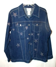 The Quacker Factory Blue Denim Star Jacket SzM