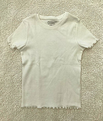 Primark Cares Mädchen T-Shirt Gr. 122 Mehrfarbig Kurzarm Rundhals Ripp Rüschen