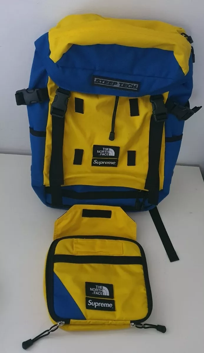 SS16 Supreme x The North Face Steep Tech backpack royal TNF yellow