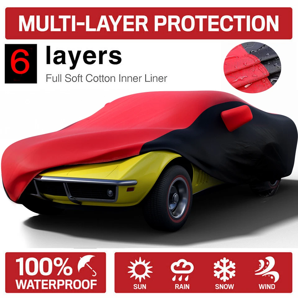 6 Layer Car Cover for 1968-1982 Corvette C3 Waterproof Outdoor Rain UV Resistant - Изображение 3 из 4