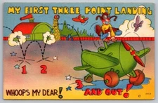 Comic Postcard Halverson Beals AVC-8 Plane And Soldier With A Bumpy Landing