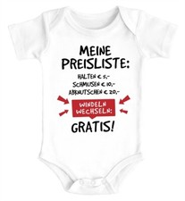 Baby Body mit Spruch lustig meine Preisliste Bio-Baumwolle Jungen & Mädchen