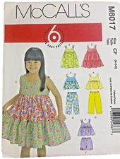 #M6017 McCalls Childs Top Dresses Shorts and Pants Sewing Pattern SIZE 4-6
