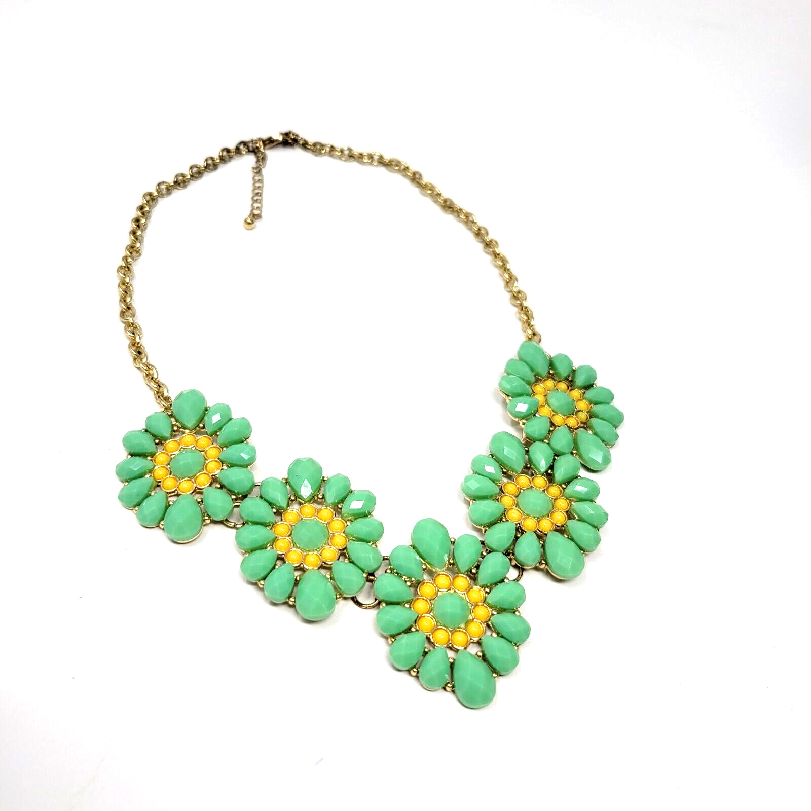 Statement Spring Necklace Green Flower  Resin Gol… - image 4