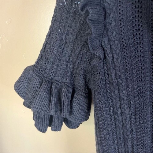 H&M Damen Größe 8 Schwarz Rüschenbesatz Zopfmuster Pullover Stehkragen Pullover Karriere - Bild 3 von 6