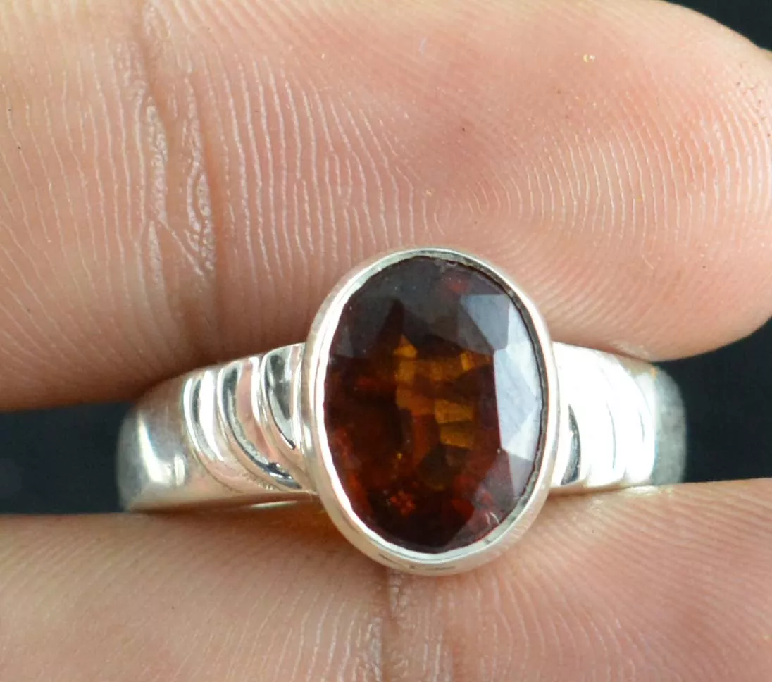 Garnet stone ring square shape garnet stone silver ring gomed ring