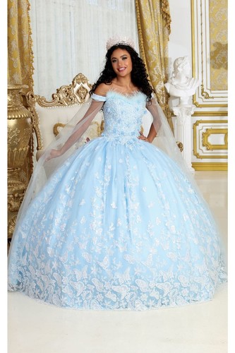 Womens Dresses For Sweet 16 Long Sweetheart Cape Sleeves Ball Gown Plus Size - Picture 11 of 35