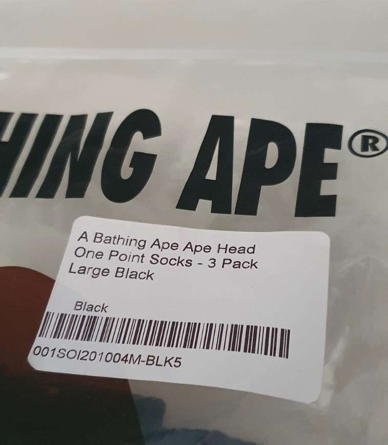 A BATHING Ape Head one point black socks 3 pack L large UK 9-11 Japan BAPE thumbnail 7