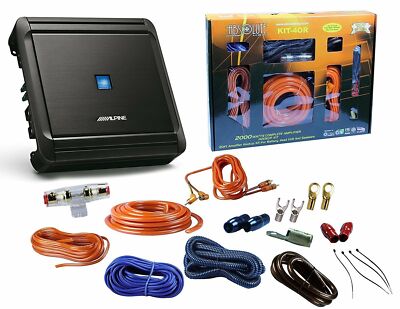 Alpine S-A60M Monoblock 600 Watts Class-D Amplifier + 4 Gauge Amp Kit