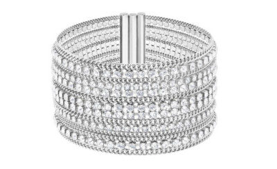 Swarovski Fit Wide Multiple Row Bracelet NEW NIB Rhodium plate