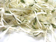 Organza Dark Ivory Flowers Satin Ribbon Appliques Sewing Scrapbooking Lot