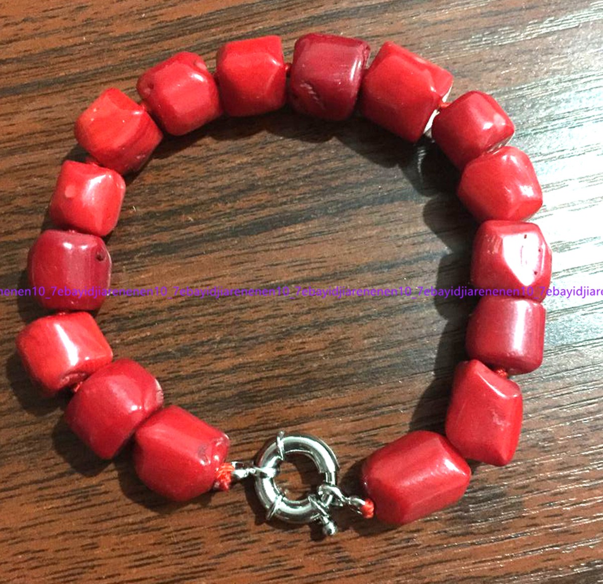 Fashion Natural Red Coral Gemstone Cylinder Beads Bracelet