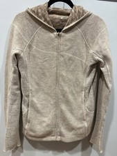 Mountain Hardwear Women's Wool Blend Athletic Hooded Sweater sz L Cream Color