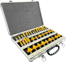 35 Piece Carbide Router Bits Set, 1/2" Shank, Multiple Route Bits, Aluminum Case