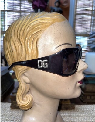 希少 DOLCE&GABBANA ドルガバ DG ロゴ レオパード サングラス Vintage Dolce & Gabbana BLACK LEOPARD RHINESTONE LOGO