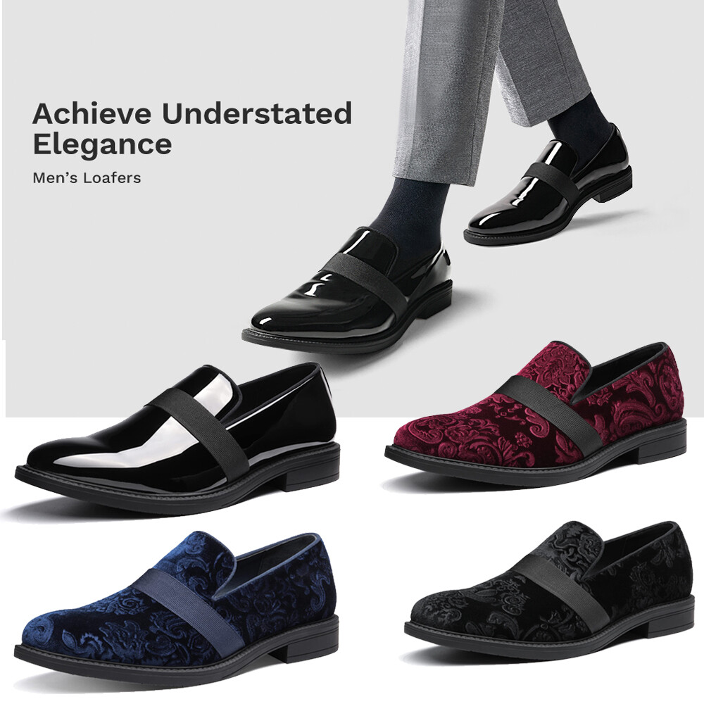 Men's Dress Slip-on Loafers Classic Patent Leather Business Formal