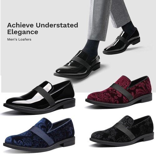 Men's Dress Slip-on Loafers Classic Patent Leather Business Formal Shoes 6.5-15