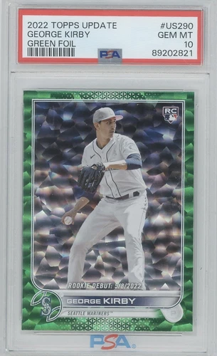 2022 Topps Update George Kirby RC #US207 Green Foil #/499 PSA 10