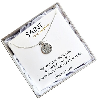 Saint Christopher Pendant Necklace Sterling Silver Pendant Is 1/2''