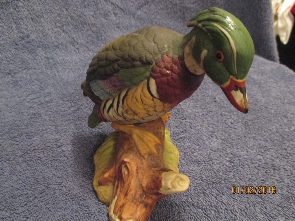 FIGURA DE PATO DE MADERA LEFTON KW908 DE COLECCIÓN con ETIQUETA DE LÁMINA ¡Bastante bonita! Foto 4 de 4