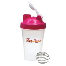 Slim & Save Shaker Cup Fitness Protein Shake Beater 400ml + Ball Whisk Pink